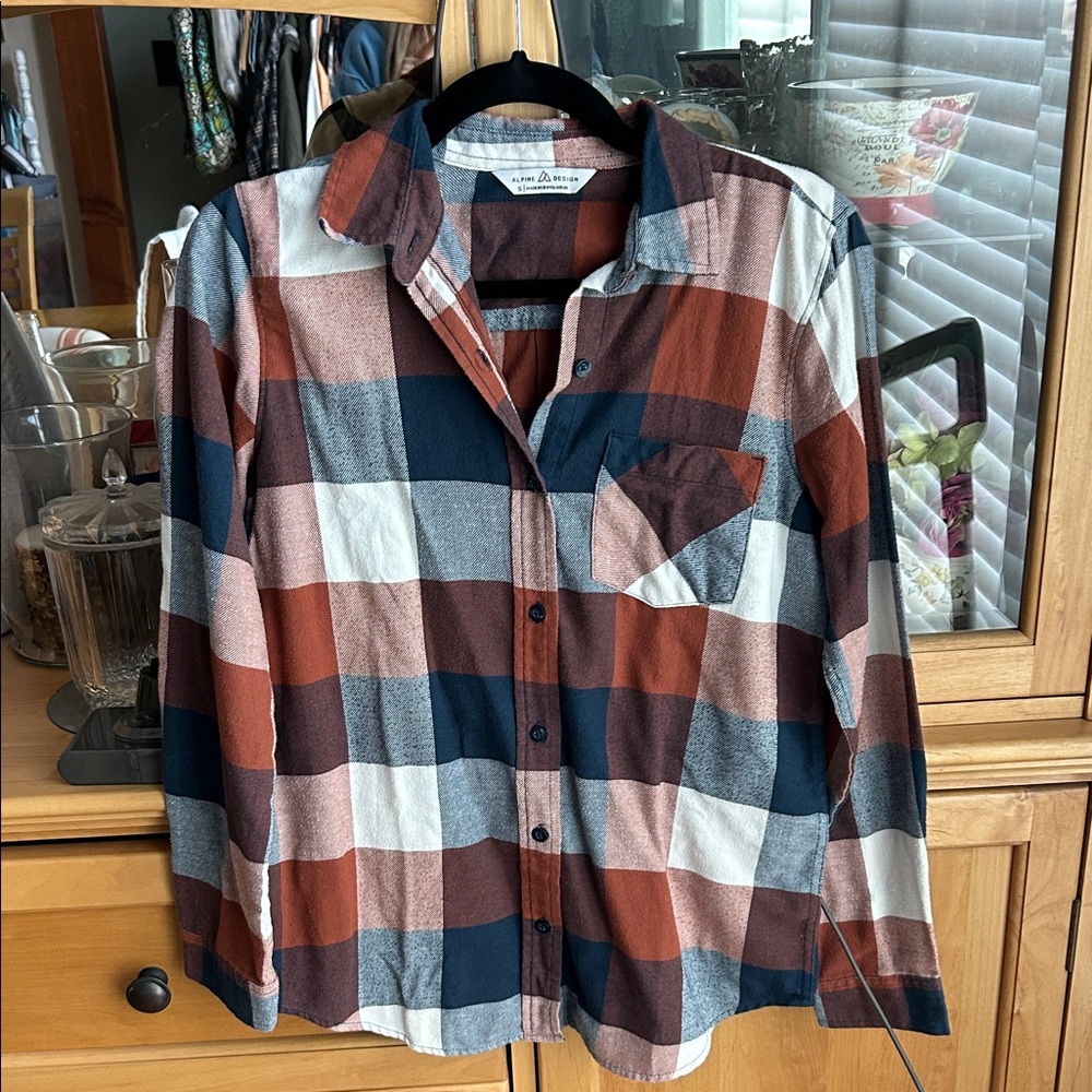 Alpine Design Women's Plaid Button-Down Shirt - Blue, Rust, White